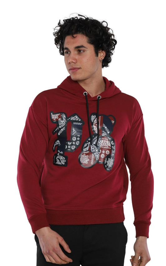 Sweatshirt Imprimé 22KO 5022 en Bordeaux